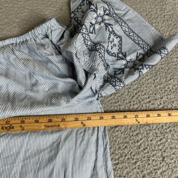 St Johns Bay Women Blouse Women XXL Blue Stripe Scoop Oversized Embroidered Bell - Picture 14 of 14